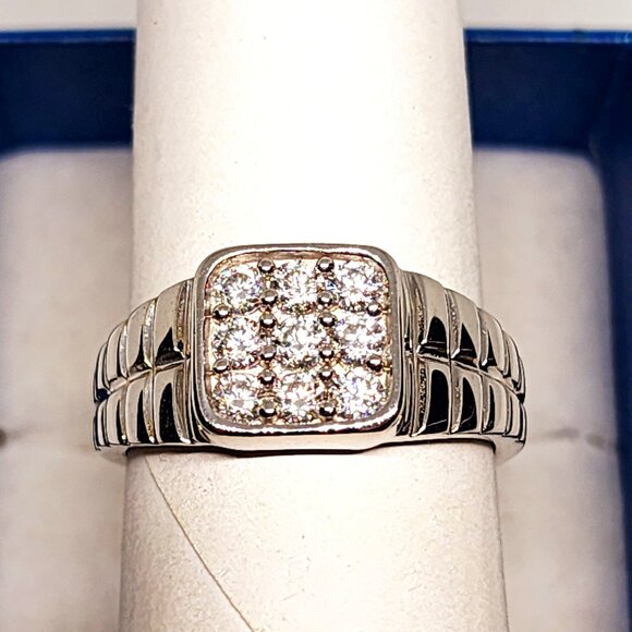 Men's Moissanite ring in Platinum over 925 Sterling Silver sz 12 1.00 ct - Picture 4 of 6